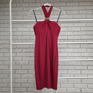 Laundry by Shelli Segal Red Halter Cocktail Dress Size 2